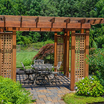 Back yard arbor and dining area