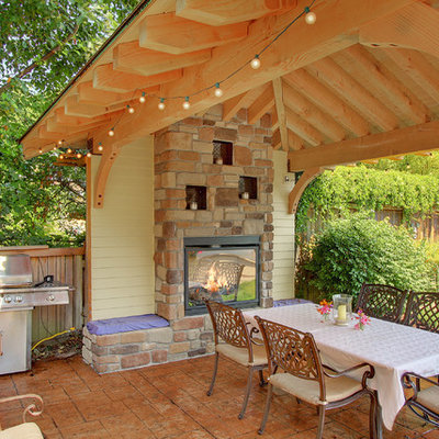 Patio - contemporary patio idea in Seattle with a gazebo