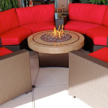 Backyard Patio Furniture Set with Fire Table