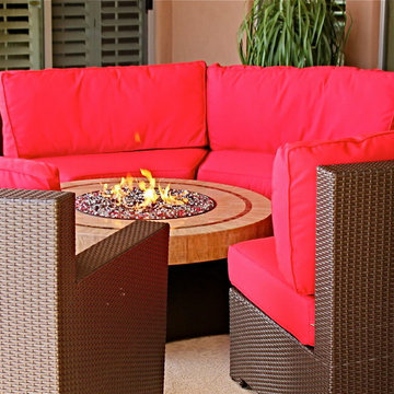 Backyard Patio Furniture Set with Fire Table