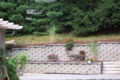 Backyard Patio with Multi-tier Retaining Wall