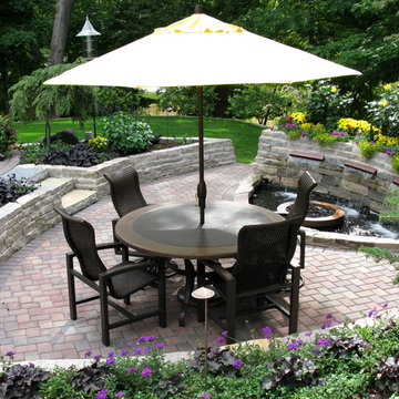 Backyard Patio with Water Feature