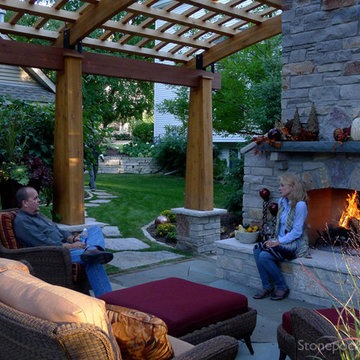 Backyard Pergola and Fireplace