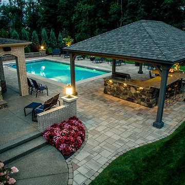 Backyard Pool Bar with Lighting
