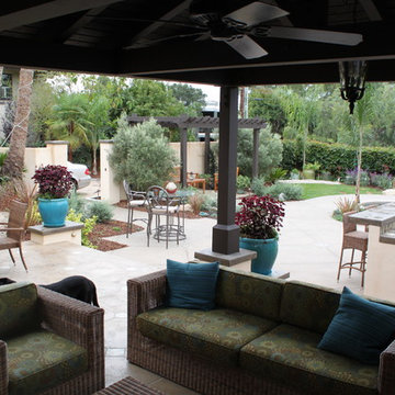 Cabana and Fireplace Lounge Area Overlooking Backyard
