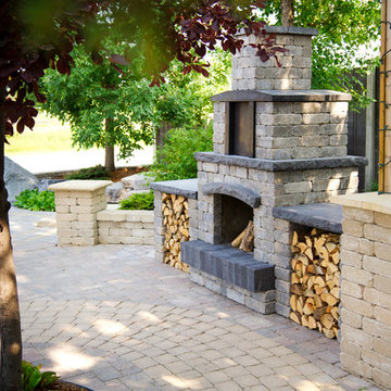 Barkman Stone Oasis Fireplace and Wood Storage