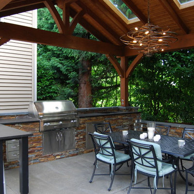 Inspiration for a timeless patio kitchen remodel in Seattle with a gazebo
