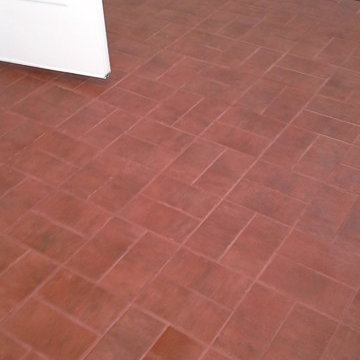 Beautiful brick look tile floor.