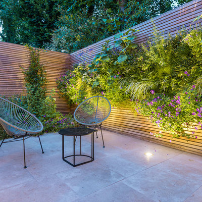 Inspiration for a contemporary backyard patio vertical garden remodel in London with no cover