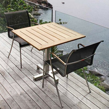Bistro Table with Folding Teak Top
