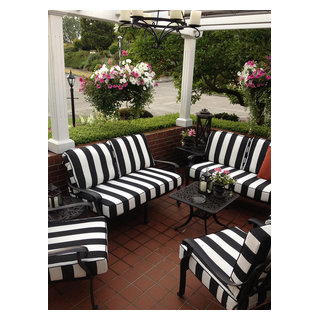 Black and White Striped Outdoor Furniture Cushions - Traditional - Patio -  Seattle - by Cushion Source | Houzz