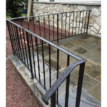Bluestone Patio and Steps with Wrought Iron Railings