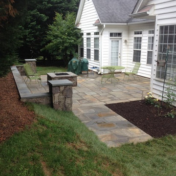 Bluestone Patio with Seat Wall and Fire Pit