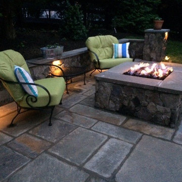 Bluestone Patio with Seat Wall and Fire Pit