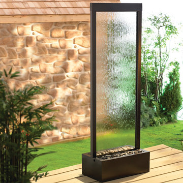Bluworld 6' Gardenfall Indoor Outdoor Water Fountain - Black Onyx & Clear Glass
