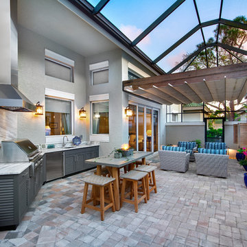 Bonita Bay FL Outdoor Kitchen and Living Space