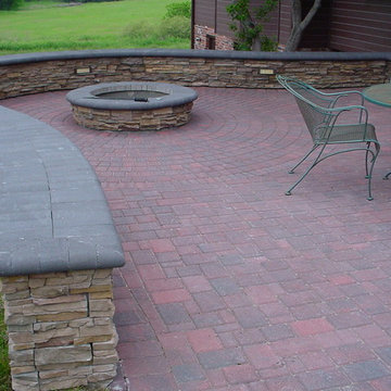 Brick Patio with Seating Wall and Fire Pit  -  Lincoln, NE.