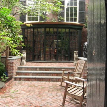Brick with traditional plantings for shade