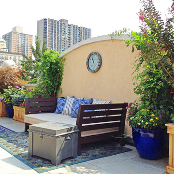 Brooklyn, NYC Terrace: Roof Garden, Deck, Patio, Planter Boxes, Rug, Seating