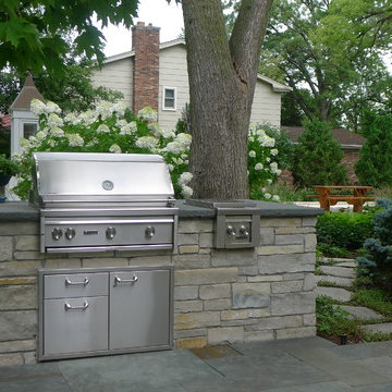 Built-in Grill Under Mature Trees