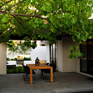 Immagine di un patio o portico etnico di medie dimensioni e in cortile con una pergola