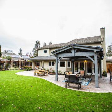 California Elevated Backyard with Outdoor Living Old World Pavilion