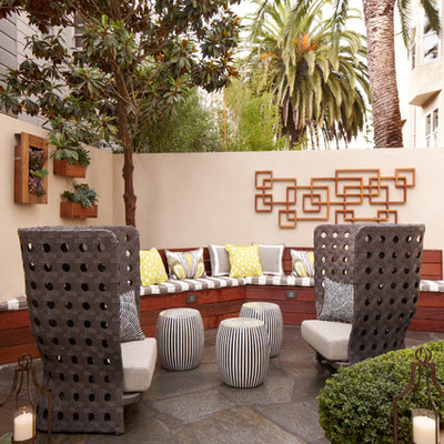 Inspiration for a contemporary stone patio remodel in San Francisco with no cover