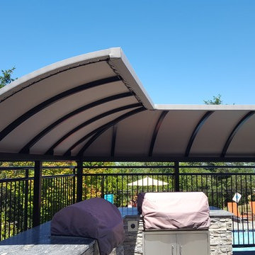 Cantalievered BBQ canopy