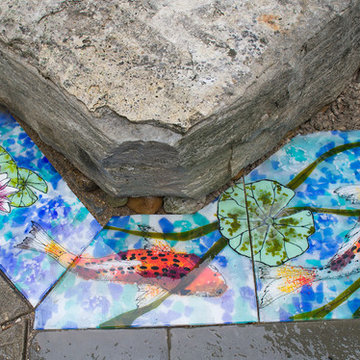 Carefree Koi Pond - Fused Glass Artwork Panels