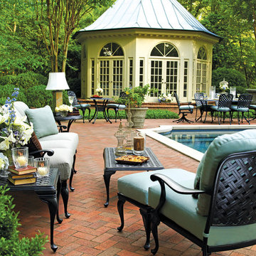 Cast Aluminum outdoor seating, sofa, lounge chair, patio dining set