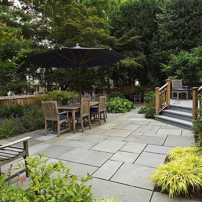 Small elegant backyard stone patio photo in DC Metro with no cover