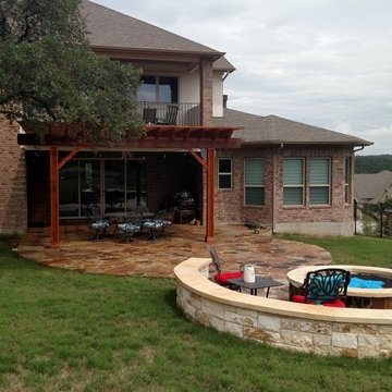 Cedar Park, TX, Flagstone Patio-Pergola-Fire-Pit Combination