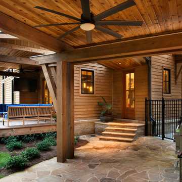 Cedar Porch Ceiling With Beveled Cypress Siding