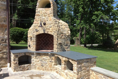 Chestnut Hollow Natural Stone Fireplace & Raised Patio