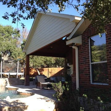 Circle C Ranch in South Austin, TX,  covered porch and poolside patio