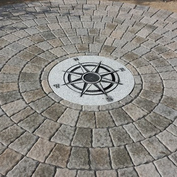 Circular patio with compass rose