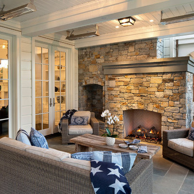 Patio - traditional patio idea in San Francisco with a roof extension