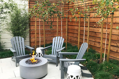 Small trendy backyard concrete patio photo in San Francisco with no cover and a fire pit
