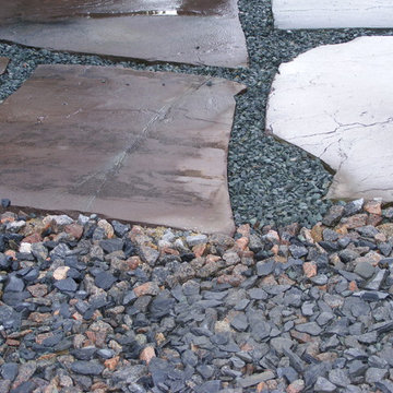 Close up of the varied stone mix that gives unique character to this space