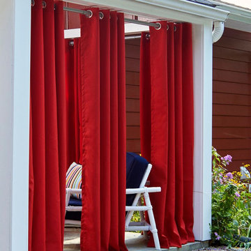 Closed Off Lounge Area with Dazzling Red Drapes