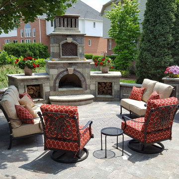 Compact Patio and Fireplace Feature
