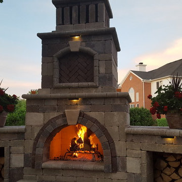 Compact Patio and Fireplace Feature