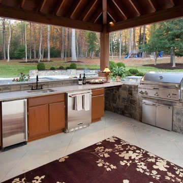 Complete Outdoor Kitchen with Grill, Refrigerator and Dishwasher