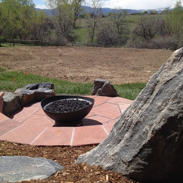 Concrete Firepit with Boulder Seating
