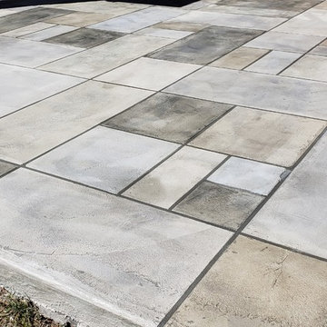 Concrete Resurfacing Random Gray Tile Pattern Lubbock Texas