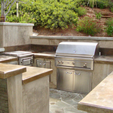 Contemporary Patio Cover, Hydrotherapy Spa, Outdoor Kitchen and Landscape