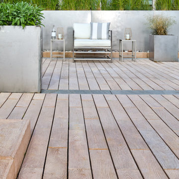 Contemporary Wood-Like Deck on the Roof