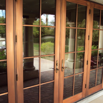 Copper doors after protective coating