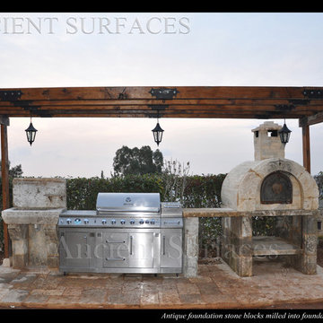 Countertops out of Thick Mediterranean Antique Limestone Slabs