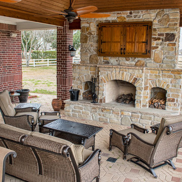 Covered Patio Addition with Grand Fireplace: Richmond, TX